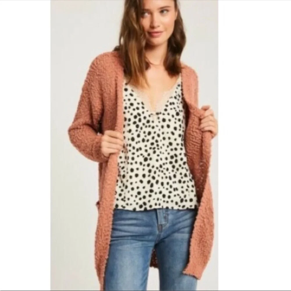 Listicle Pumpkin Spice Cozy Popcorn Knit Cardigan‎